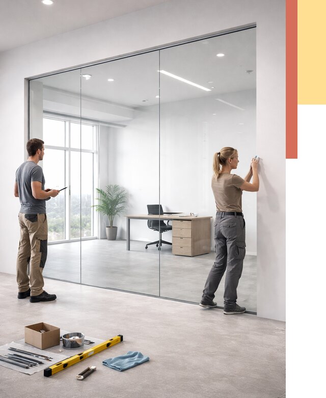 Перегородки из закаленного стекла в Тихвине от 10382 руб. под ключ | ОТДЕЛОЧНИК-Тхв