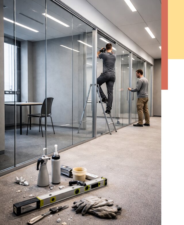 Стеклянные офисные перегородки в Тихвине от 9289 руб. — монтаж и установка | ОТДЕЛОЧНИК-Тхв