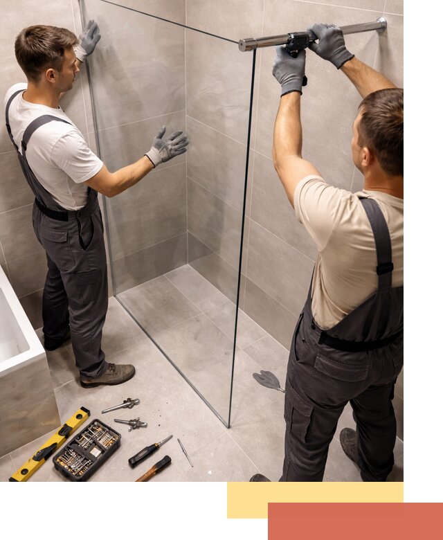 Стеклянные перегородки для душа в Тихвине — изготовление и монтаж