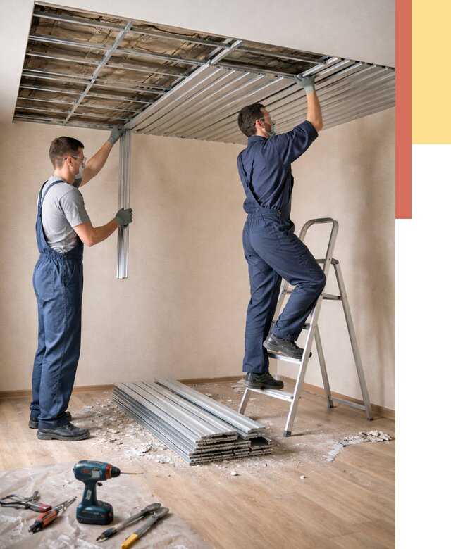 Демонтаж реечного потолка в Тихвине от 4918 руб. быстро и недорого | ОТДЕЛОЧНИК-Тхв