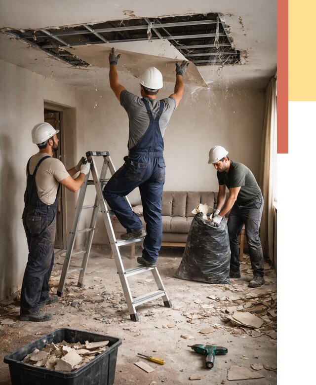 Демонтаж гипсокартонного потолка в Тихвине от 459 руб. за м2 — ОТДЕЛОЧНИК-Тхв