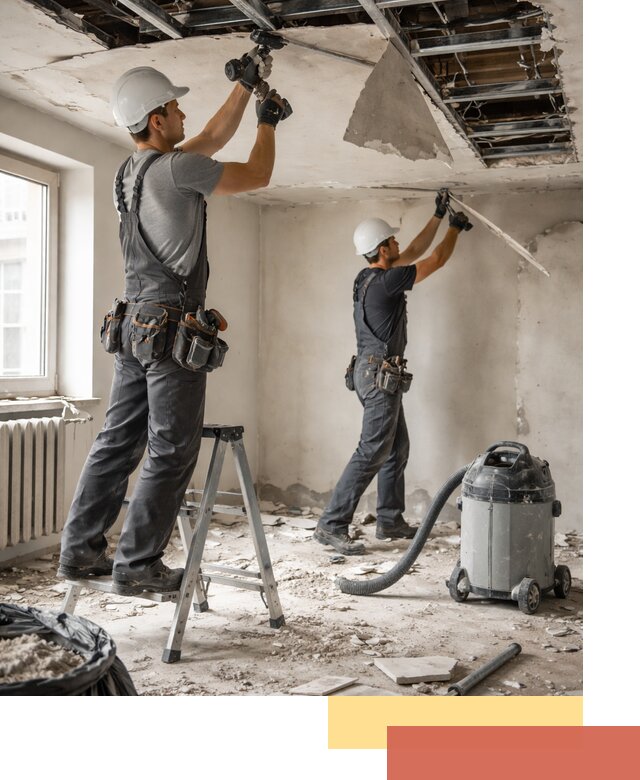 Демонтаж гипсокартонного потолка в Тихвине быстро и аккуратно