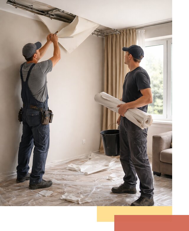 Демонтаж натяжного потолка в Тихвине быстро и аккуратно