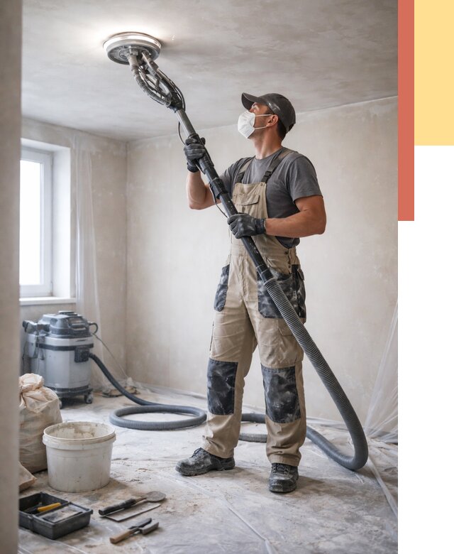 Шлифовка потолка в Тихвине от 3825 руб. — услуги шлифования потолка | ОТДЕЛОЧНИК-Тхв