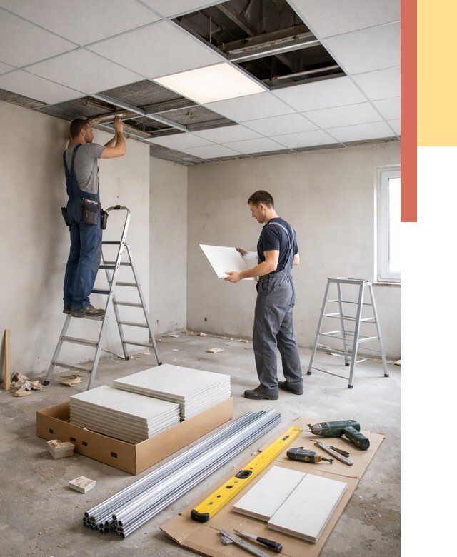 Монтаж потолка армстронг в Тихвине от 4918 руб/м2 — быстрая установка под ключ | ОТДЕЛОЧНИК-Тхв