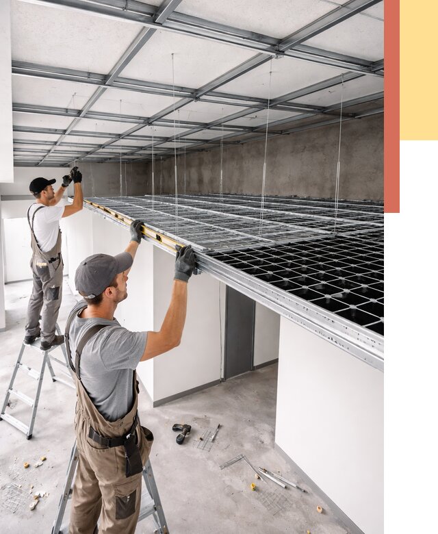 Монтаж потолка грильято в Тихвине от 492 руб./м² — быстрая сборка под ключ | ОТДЕЛОЧНИК-Тхв