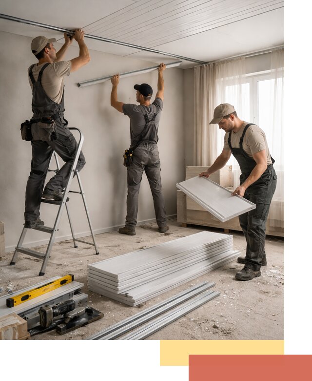 Монтаж потолка из ПВХ панелей в Тихвине оперативно и качественно