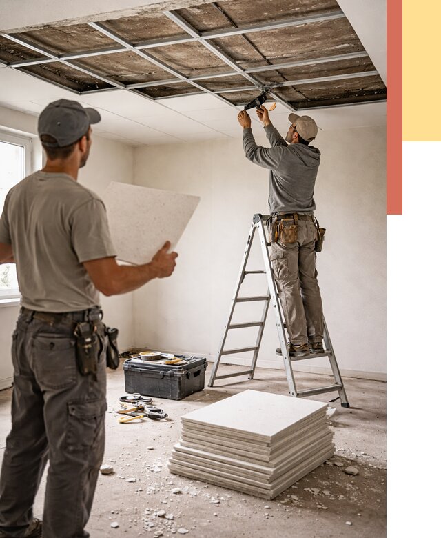 Замена плит подвесного потолка в Тихвине от 1912 руб. быстро и недорого | ОТДЕЛОЧНИК-Тхв