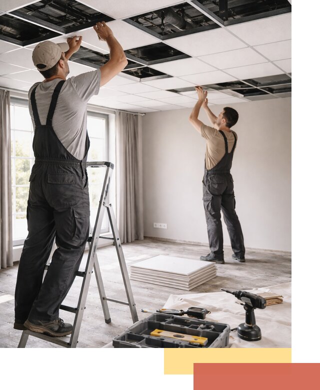 Замена плит подвесного потолка в Тихвине быстро и качественно