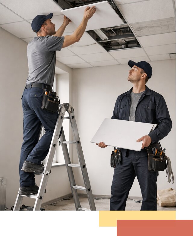 Обслуживание подвесного потолка в Тихвине — ремонт и чистка