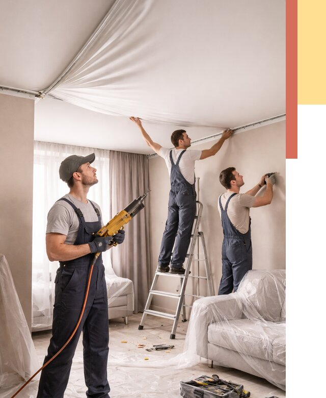 Установка натяжного потолка в Тихвине от 4918 руб. | Быстро и недорого — ОТДЕЛОЧНИК-Тхв