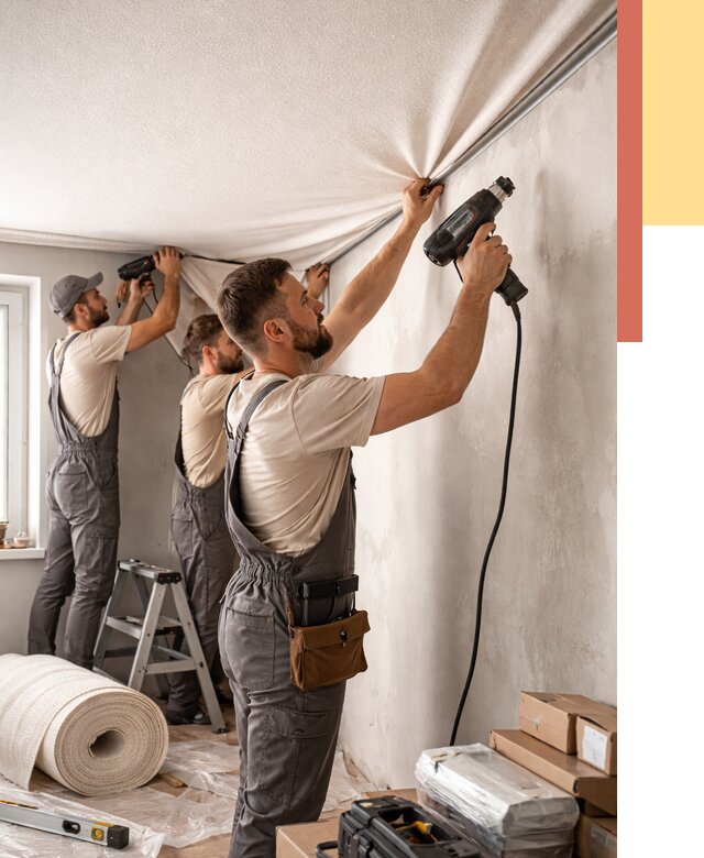 Монтаж фактурного натяжного потолка в Тихвине от 820 руб. — ОТДЕЛОЧНИК-Тхв