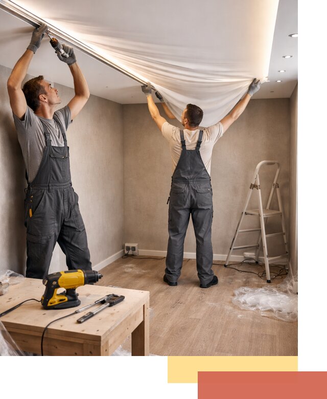 Монтаж натяжного потолка с подсветкой в Тихвине цена и сроки