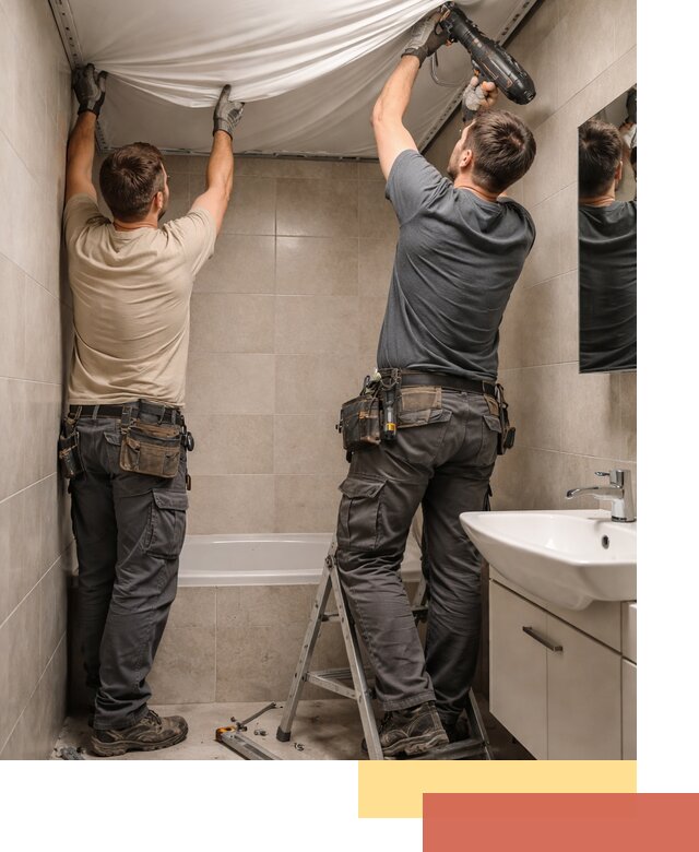 Монтаж натяжного потолка в ванной в Тихвине быстро и качественно