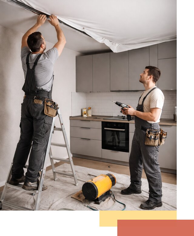 Монтаж натяжного потолка на кухне в Тихвине