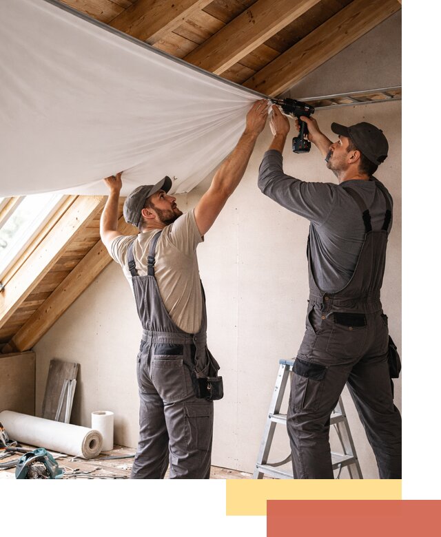 Монтаж натяжного потолка в мансарде в Тихвине