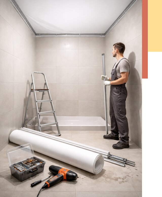 Монтаж натяжного потолка в санузле в Тихвине от 2022 руб. — ОТДЕЛОЧНИК-Тхв