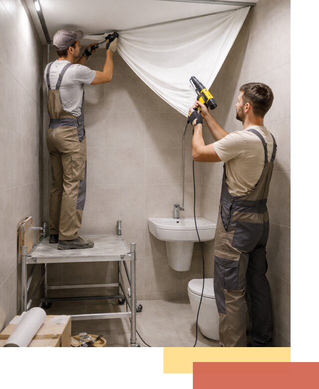 Монтаж натяжного потолка в санузле в Тихвине