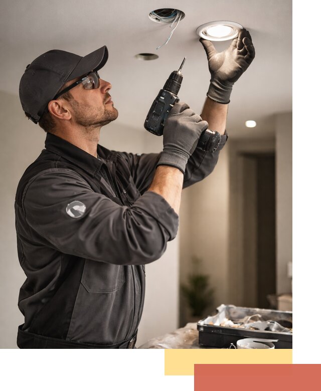 Установка точечных светильников в натяжной потолок в Тихвине