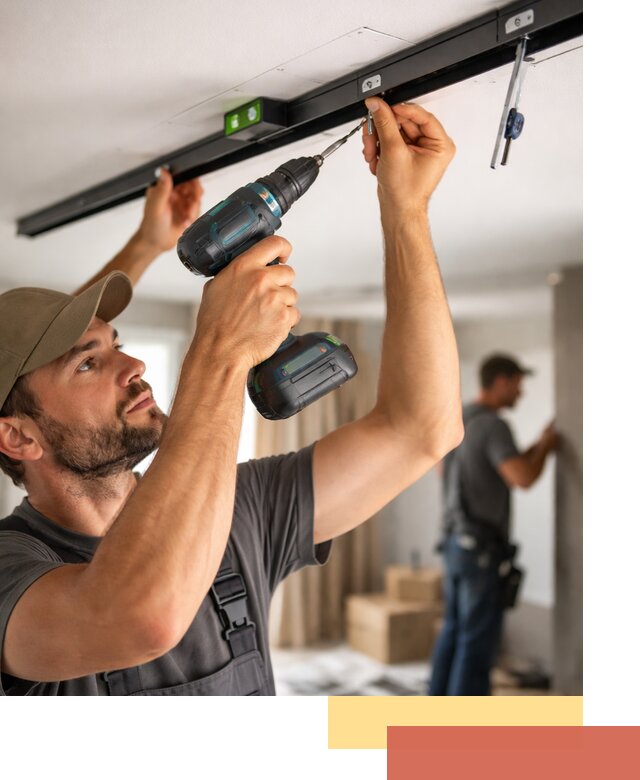 Установка трековых светильников в натяжной потолок в Тихвине