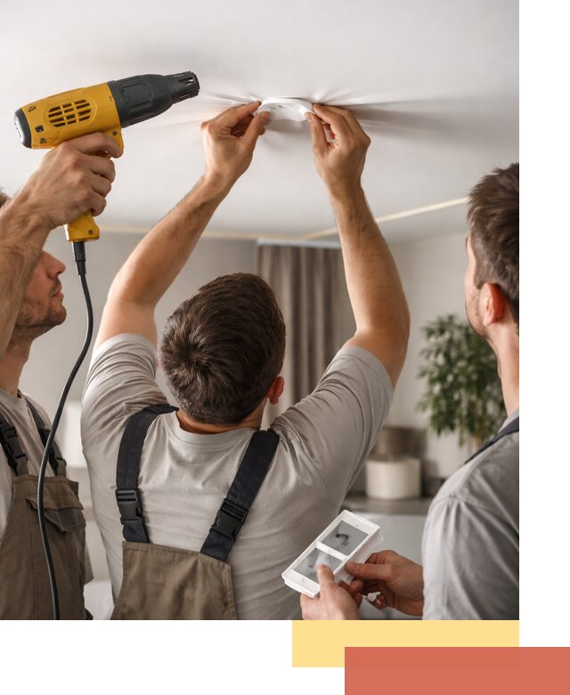 Ремонт прокола полотна натяжного потолка в Тихвине