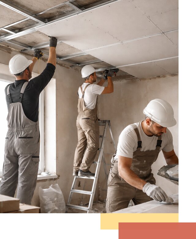 Одноуровневый потолок из гипсокартона в Тихвине — монтаж и отделка