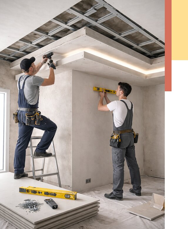 Двухуровневый потолок из гипсокартона в Тихвине от 1585 руб. под ключ | ОТДЕЛОЧНИК-Тхв