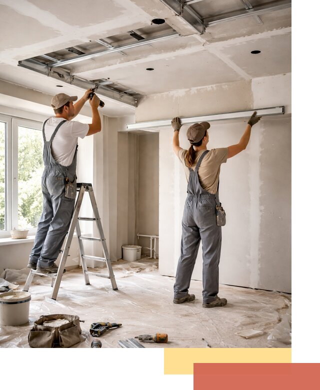 Монтаж многоуровневого потолка из гипсокартона в Тихвине