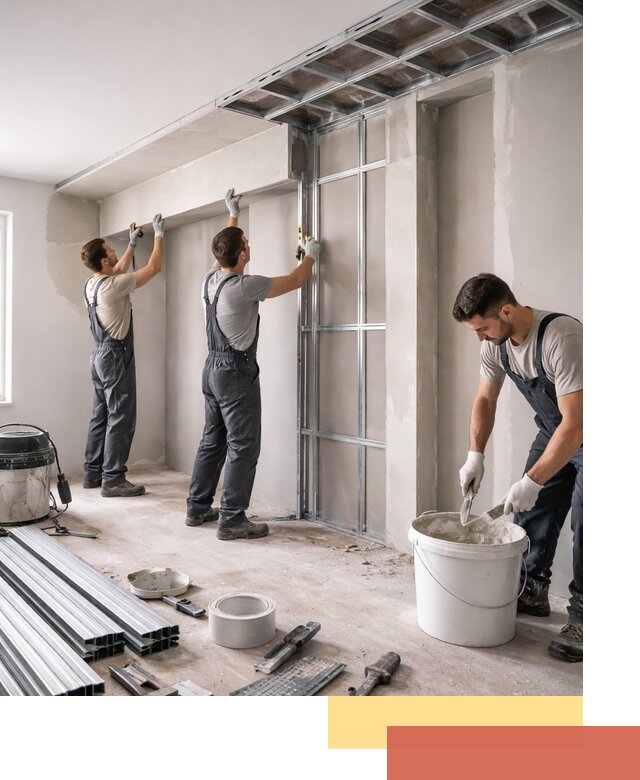 Монтаж потолка из гипсокартона с нишей в Тихвине