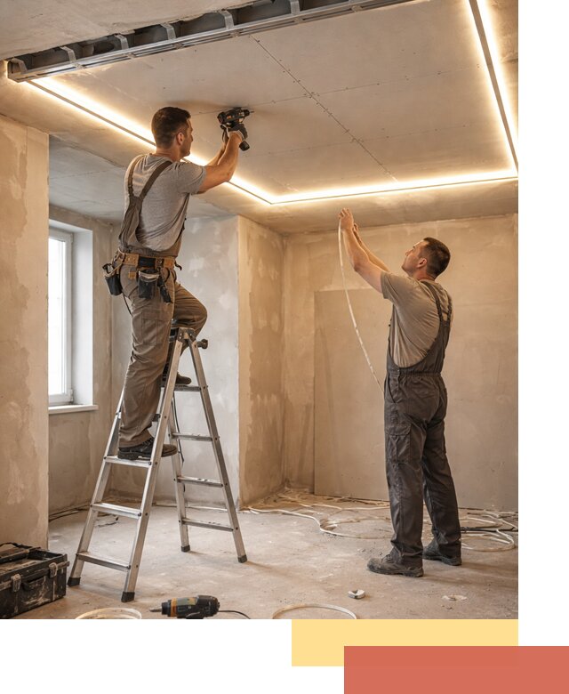 Потолок из гипсокартона с подсветкой в Тихвине