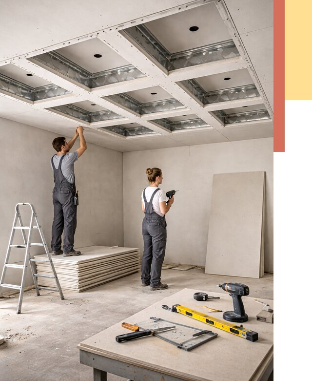 Кессонный потолок из гипсокартона в Тихвине от 2022 руб. — монтаж и под ключ | ОТДЕЛОЧНИК-Тхв