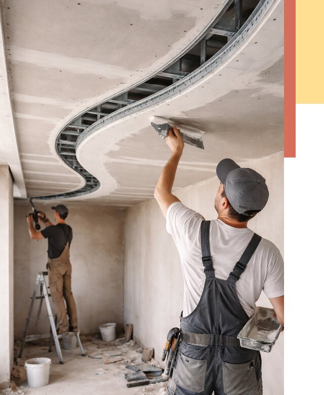 Криволинейный потолок из гипсокартона в Тихвине от 2295 руб./м2 | ОТДЕЛОЧНИК-Тхв