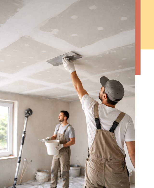 Шпаклевка потолка из гипсокартона в Тихвине от 3497 руб./м2 — услуги под ключ | ОТДЕЛОЧНИК-Тхв