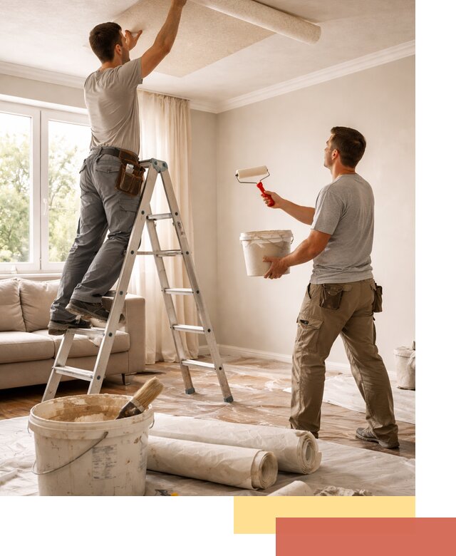 Поклейка обоев на потолок в Тихвине — качественно и быстро