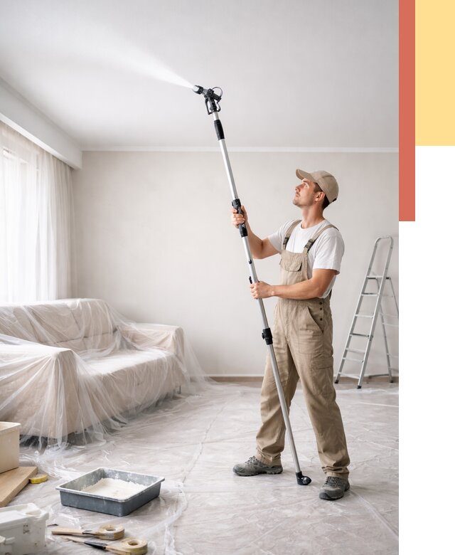 Покраска потолка краскопультом в Тихвине от 4918 руб. быстро и недорого | ОТДЕЛОЧНИК-Тхв