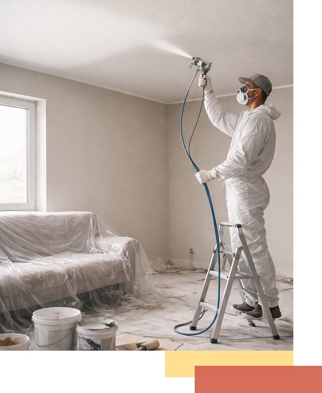 Покраска потолка краскопультом в Тихвине быстро и качественно