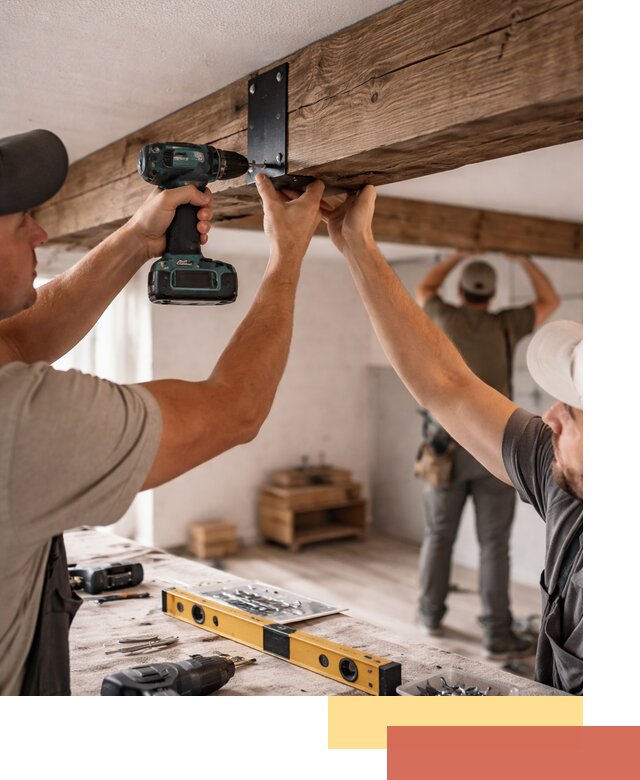 Монтаж декоративных потолочных балок в Тихвине